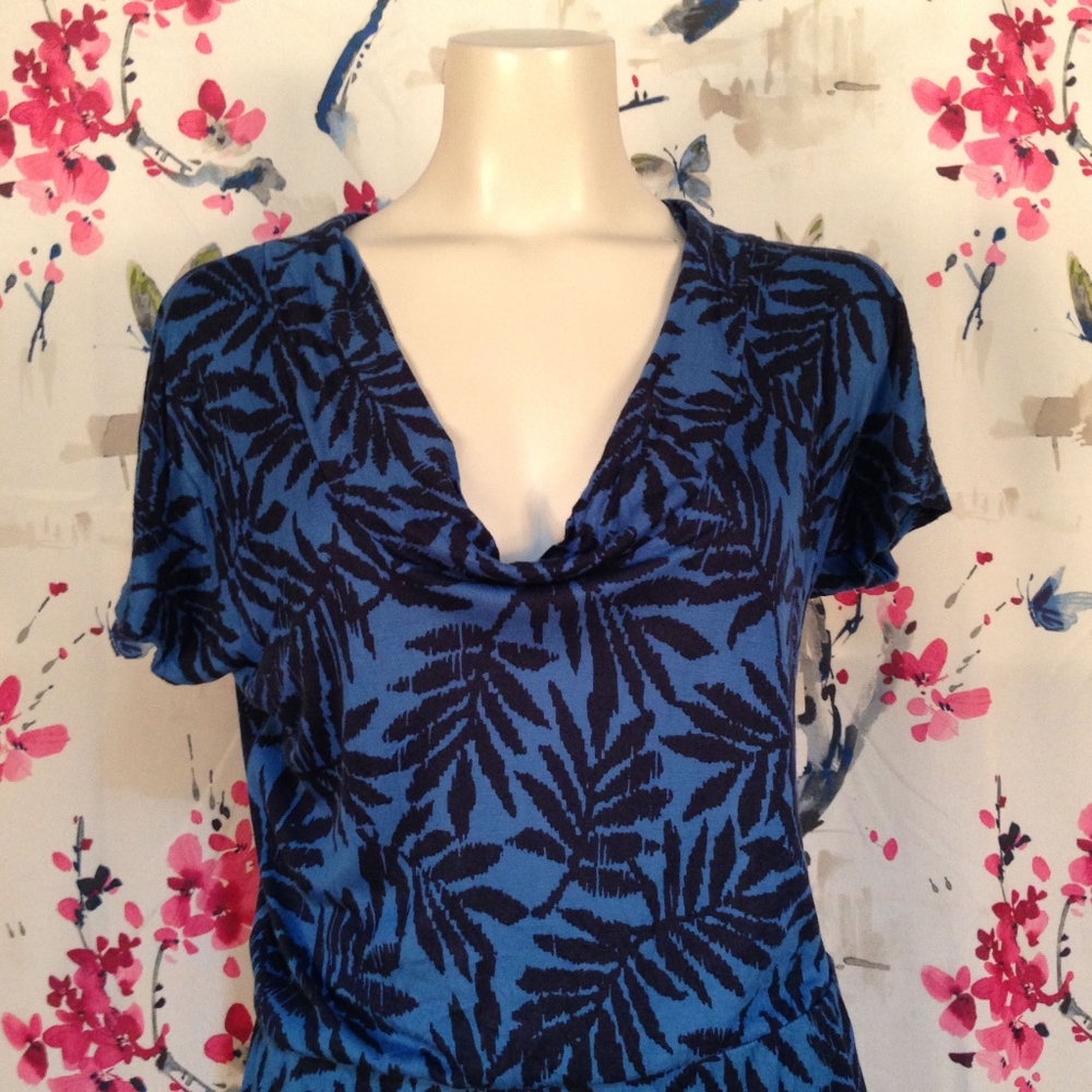 Banana Republic Blue Cowl Neck Dress Size S - Picture 3 of 8